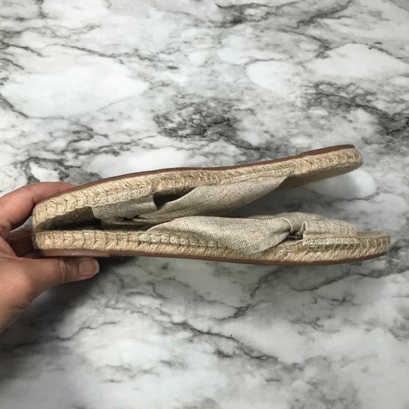 J Crew Knotted Espadrille Tan Gold Tone Slides 8 - Picture 5 of 8